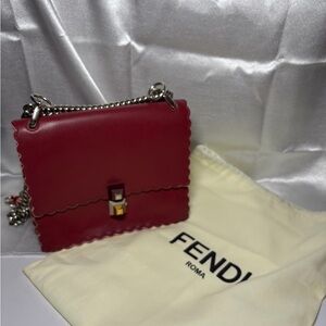 Fendi Red Leather Chain Bag